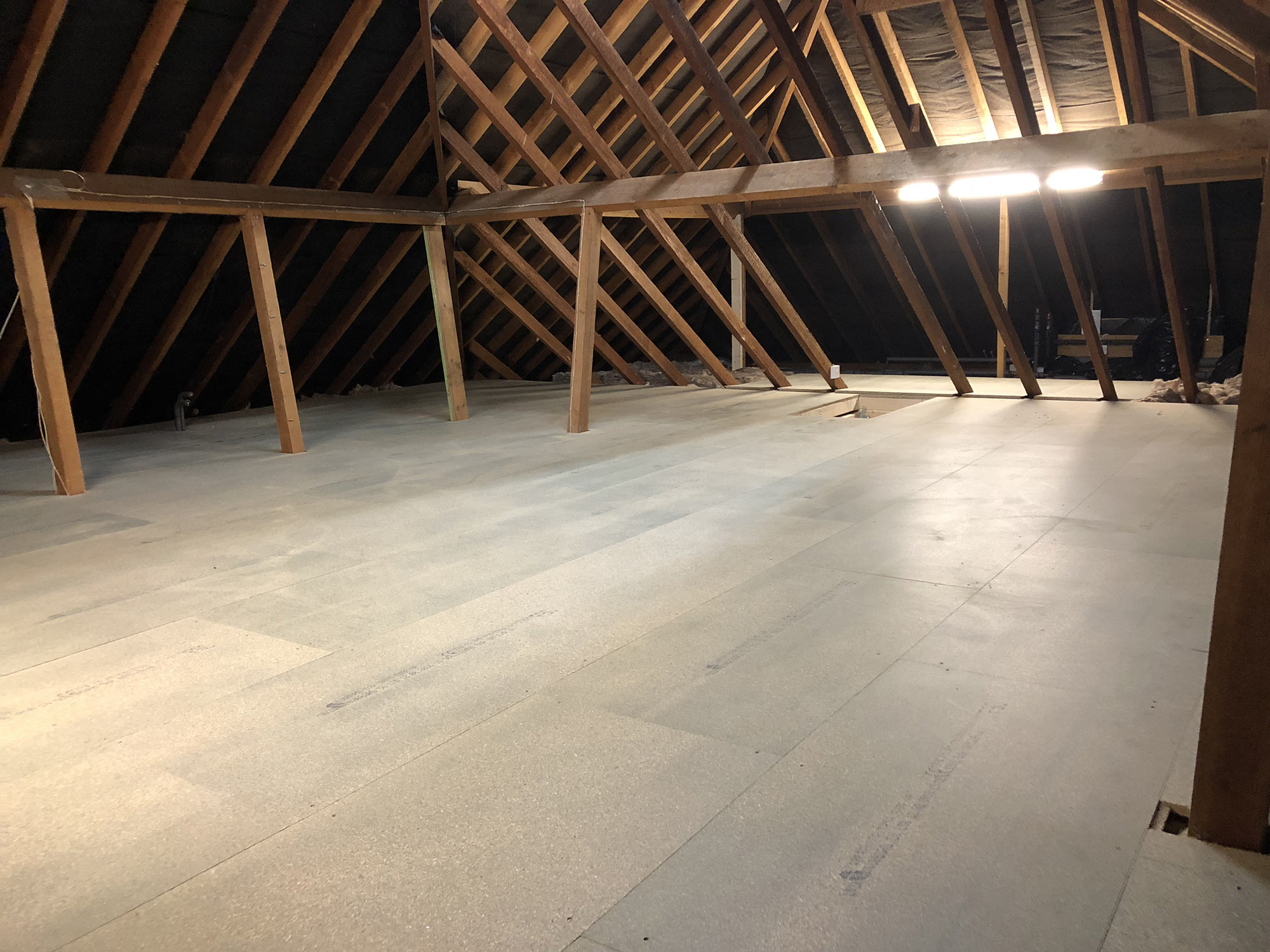 Loft boarding installation in progress